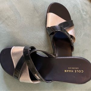 Cole Haan Black & Silver wedge Slip-ins. 7 ½ B.